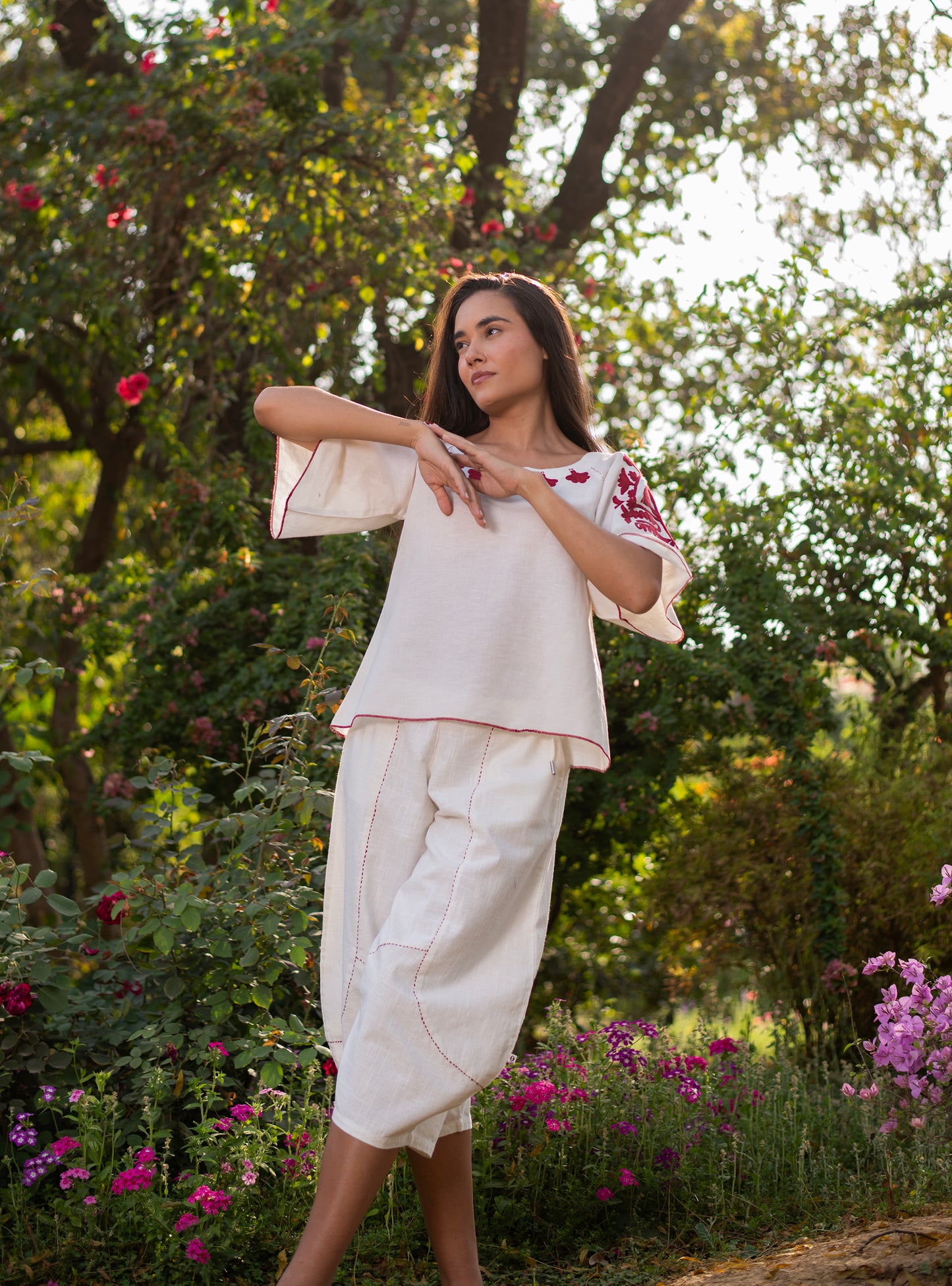 Leisure Pant  : Maroon Kantha Natural
