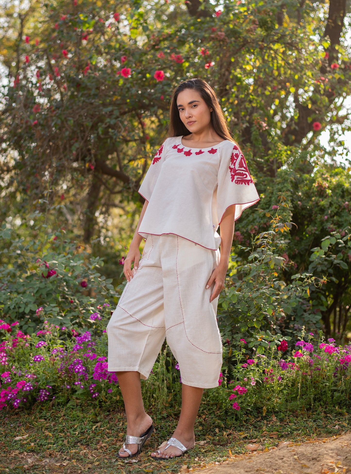 Leisure Pant  : Maroon Kantha Natural
