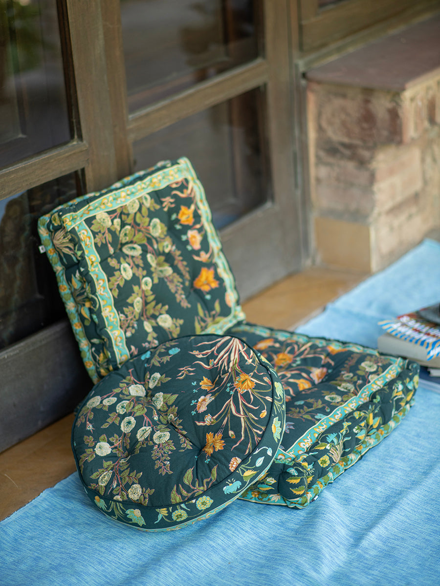 Printed Floor Cushion : Garden Emerald