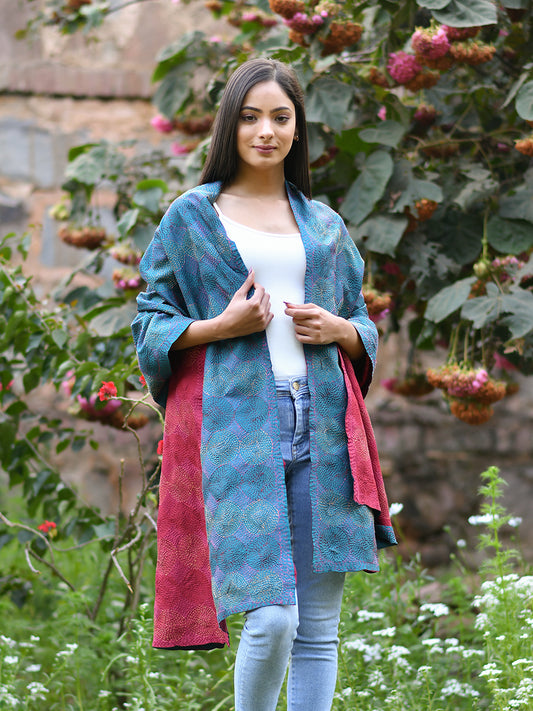 Vinatge Handstitched Stole : Gudri Silk Assorted