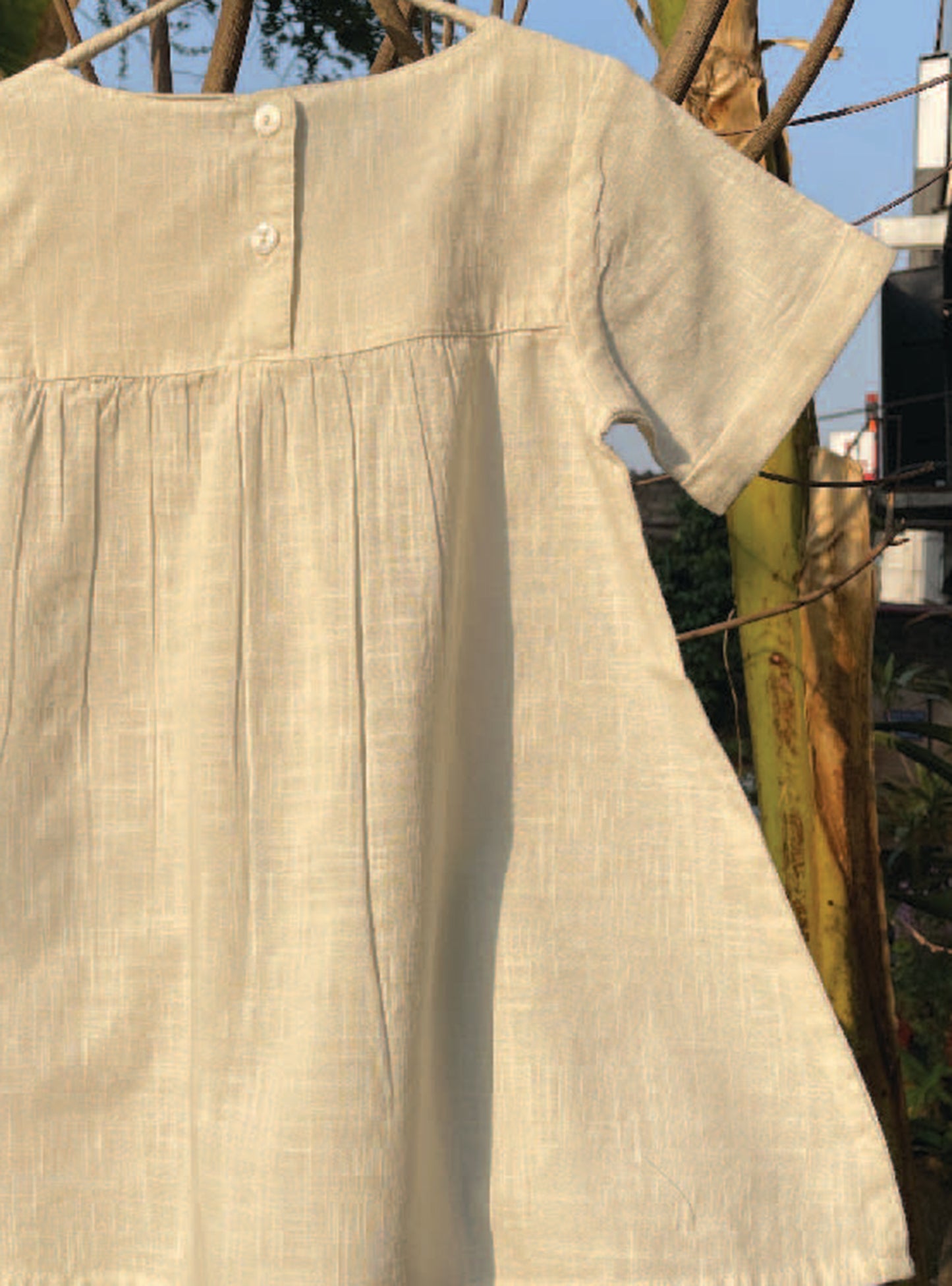 Kids Claire Dress : Slub White