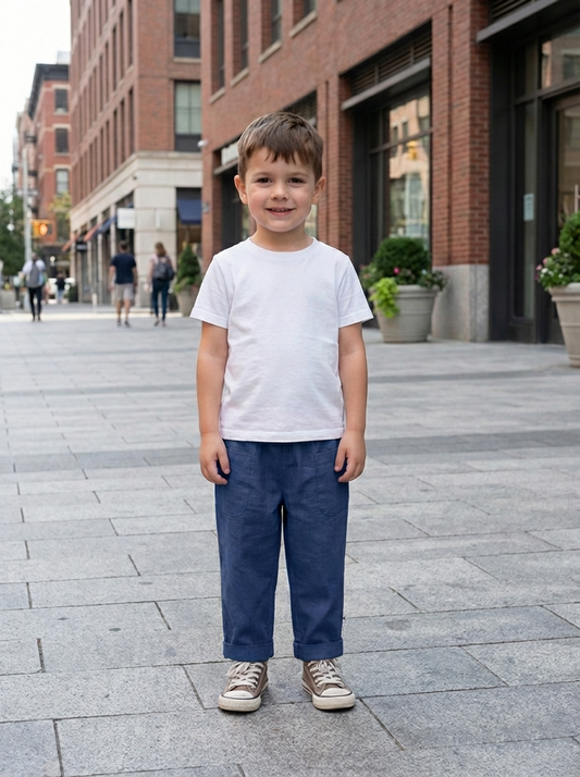 Solid Kids 2 Pocket Pant : Navy Slub