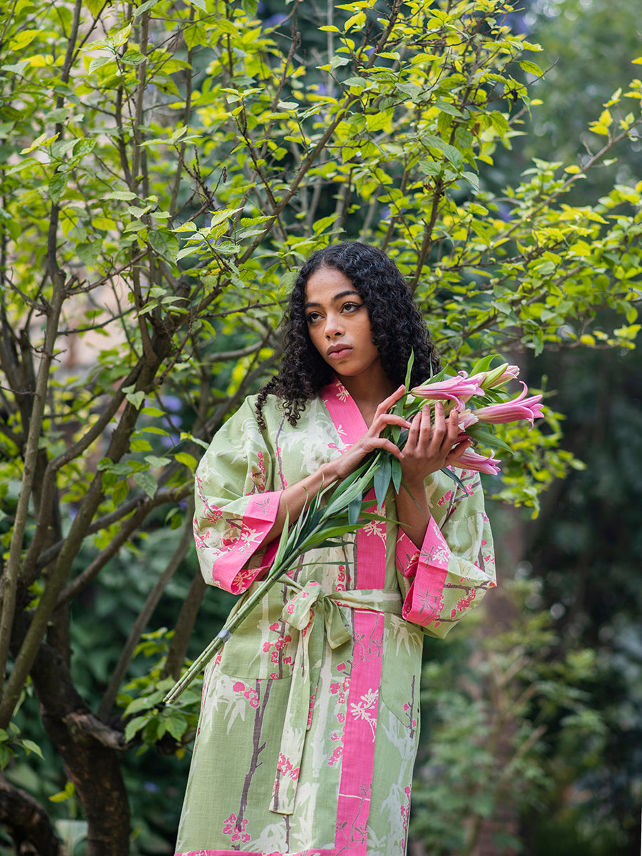 Kimono : Cherry Blossom Green