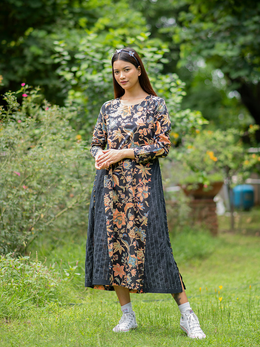 Floral Vine Leher Kurta : White