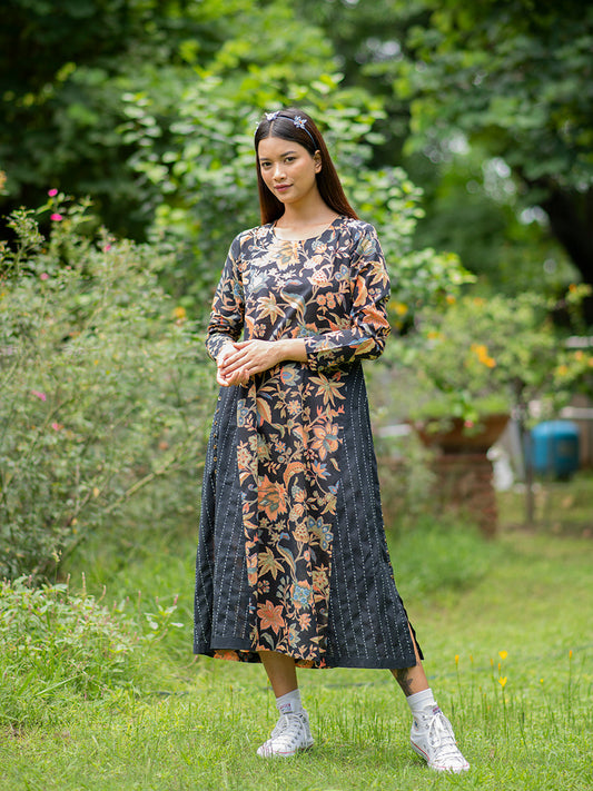 Floral Vine Leher Kurta : White