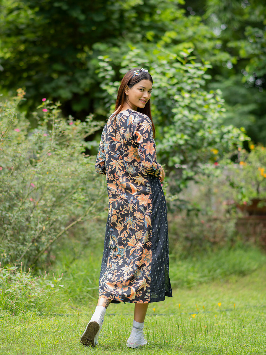 Floral Vine Leher Kurta : White