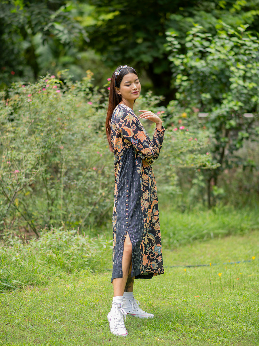 Floral Vine Leher Kurta : White