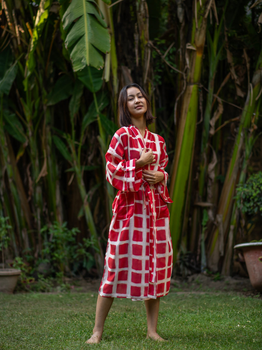 Robe : Chanderi Square Red