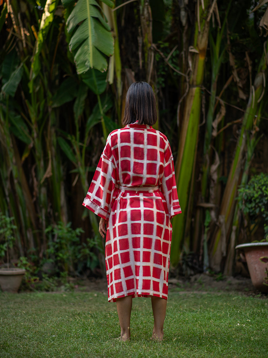 Robe : Chanderi Square Red