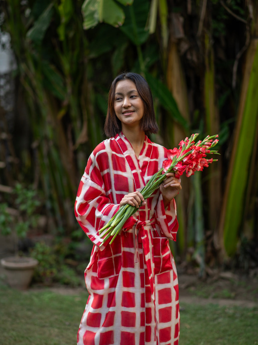 Robe : Chanderi Square Red