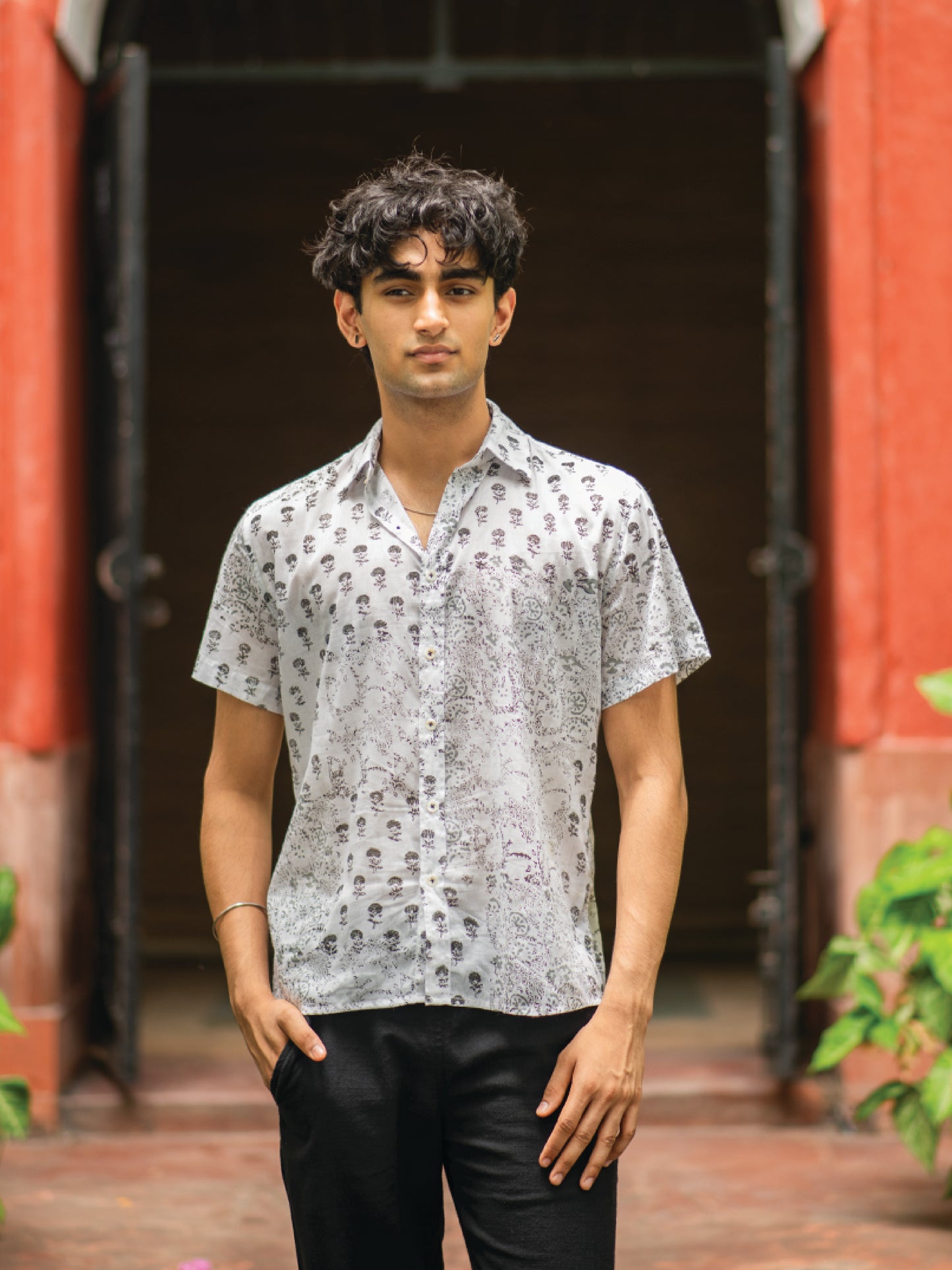 Hangout Shirt Block Printed  : Boota & Lines Black