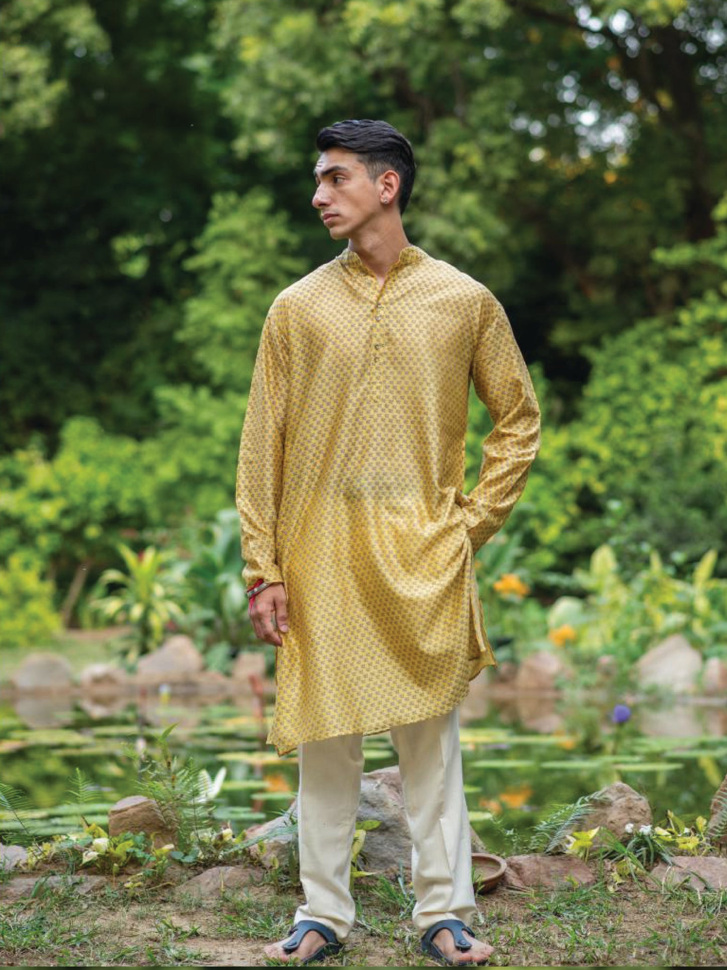 Mens Kurta Long   : Dhania Yellow