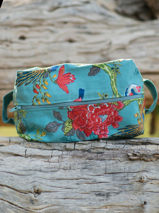 Shaving Bag : Bird Teal Canvas
