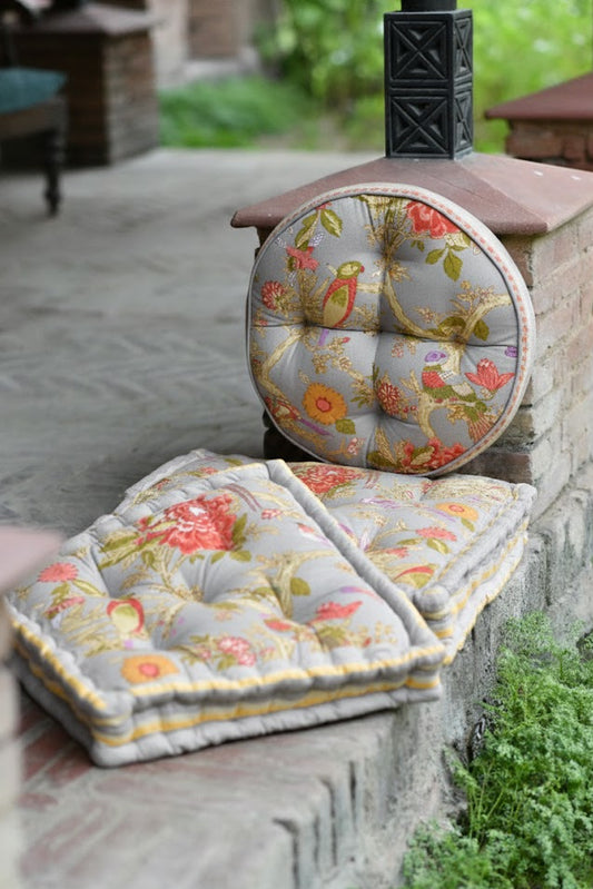 Printed Floor Cushion : Bird Manosque Sheeting