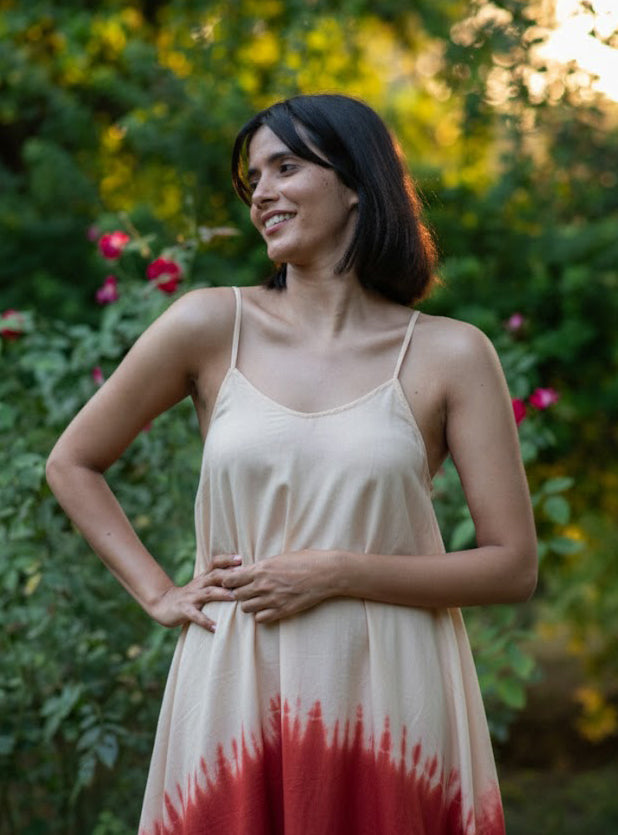 Aphre Slip Dress : Ombre Red Voile