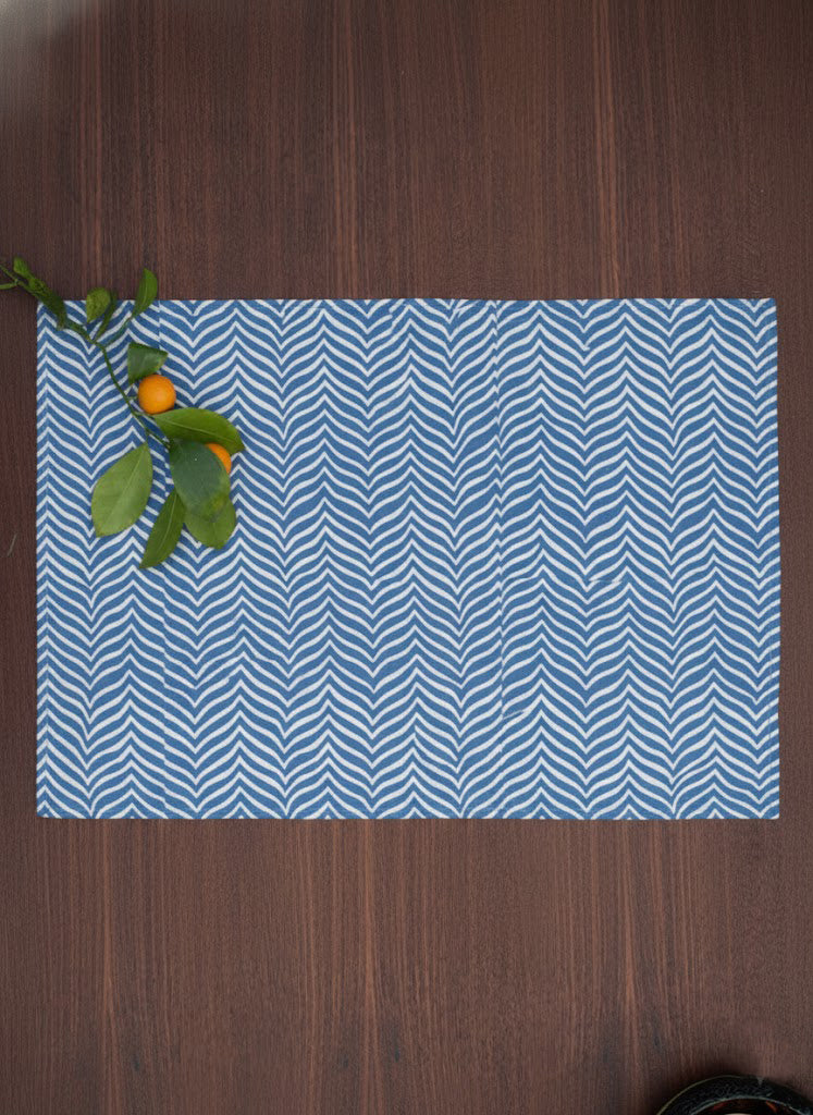 Printed Mat Set of 2 : Gumbaj Navy Canvas