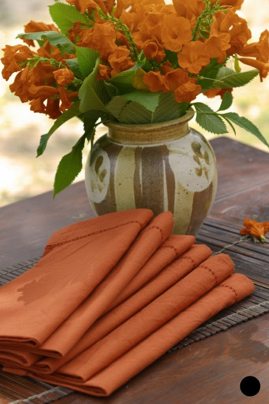 Solid Napkin Set of 2 - Beading : Rust