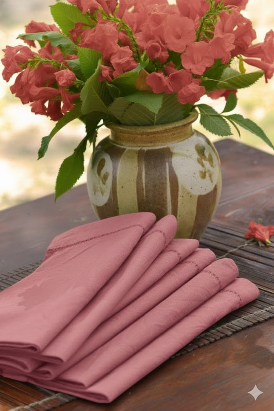 Solid Napkin Set of 2 with Beading : Solid Rose