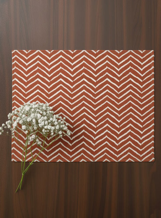 Block Printed Placemat Set of 2 : Gumbaj Rust