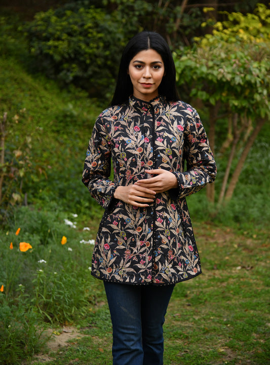 Quilted Coat : Wildflower Black