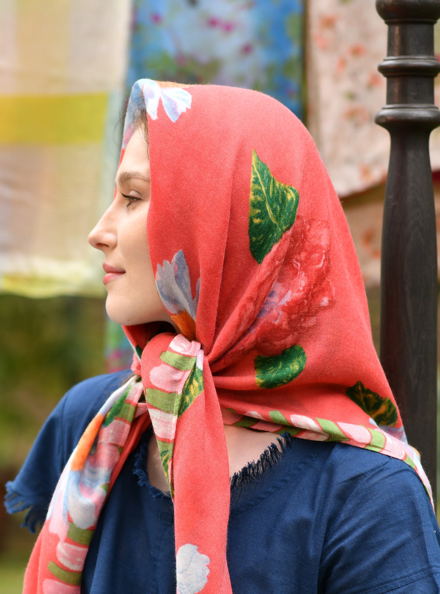 Scarf : Madrid Red Fine Wool & Silk