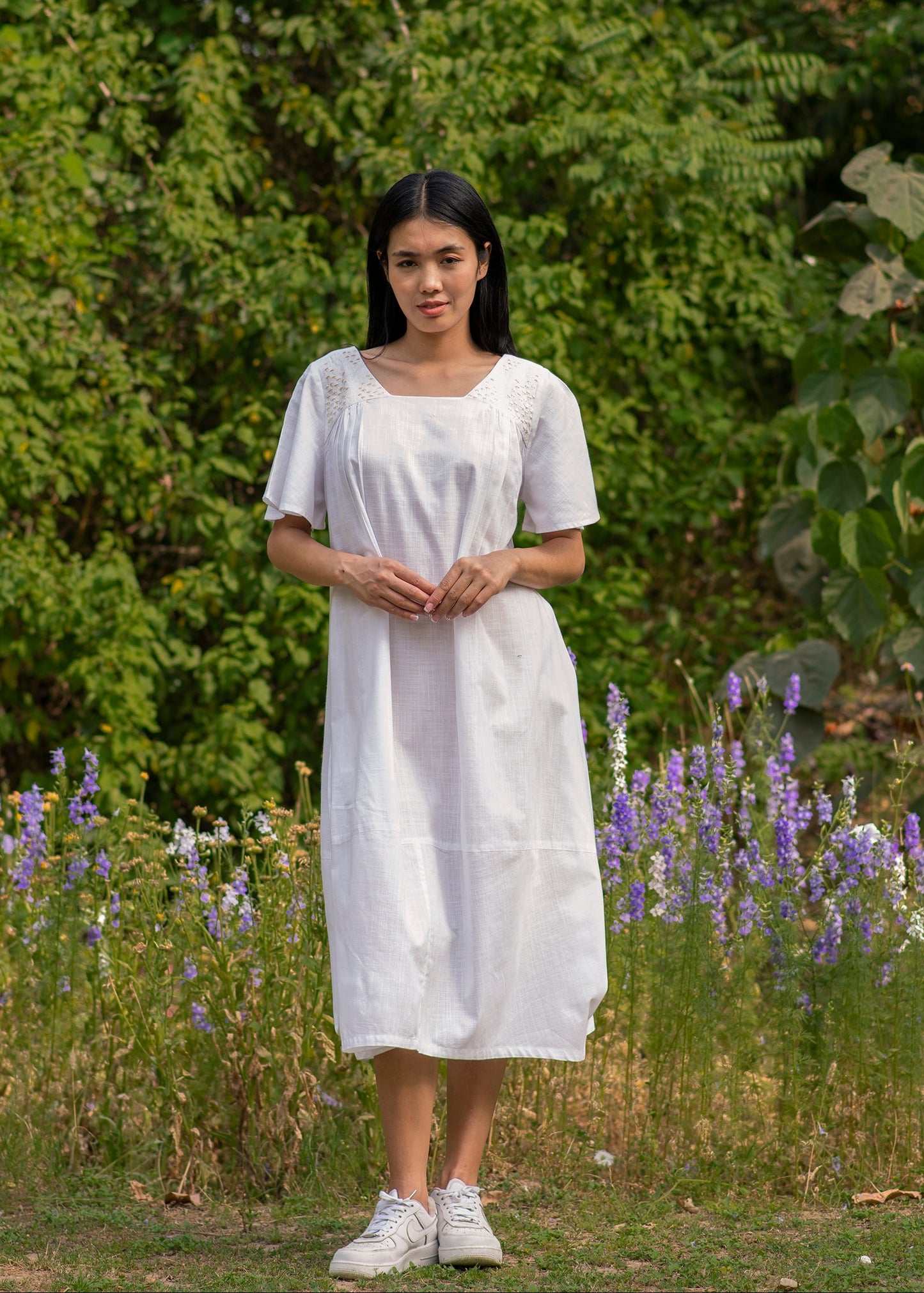 Yua Dress : Solid White Slub