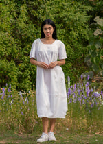 Yua Dress : Solid White Slub